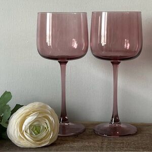 Our Place - Set of 2 Tinted Wine Glasses. Rose/Purple